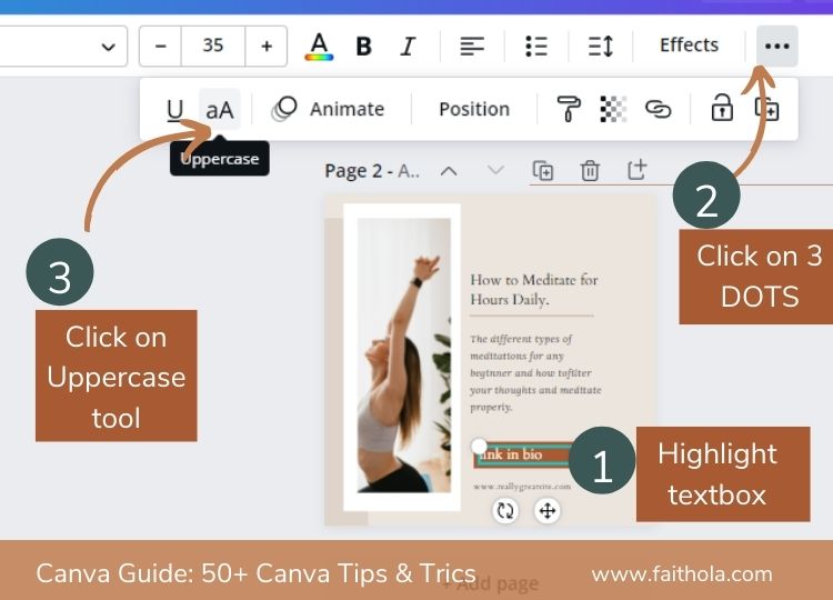 Canva Tips and Tricks- How to useCanva-Uppercase-Tool
