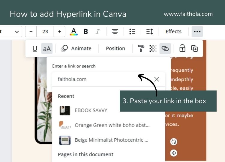 how to add hyperlink in canva