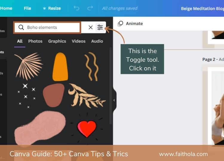 Search-and-Filter-Elements-in-Canva tips and tricks