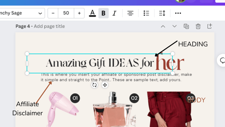 how to add heading title in canva