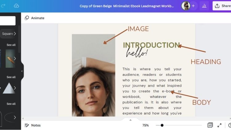 how to format text and images in canva