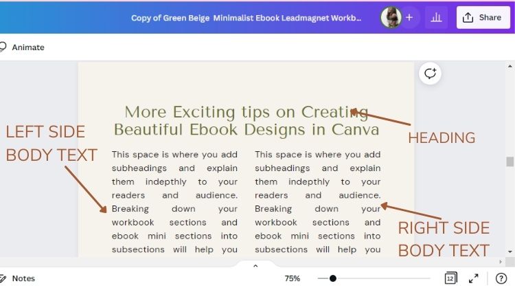 how to add a 2 column page in Canva