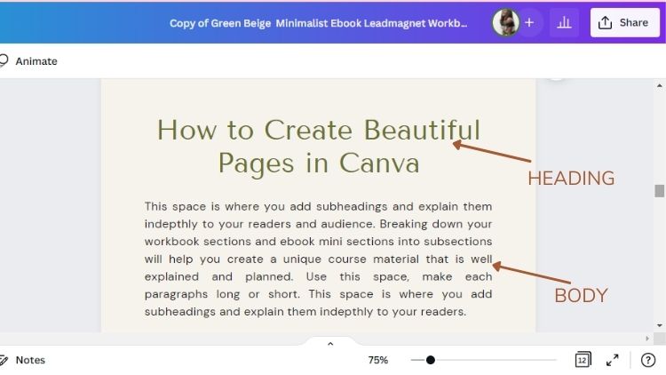 how to format text layout in Canva