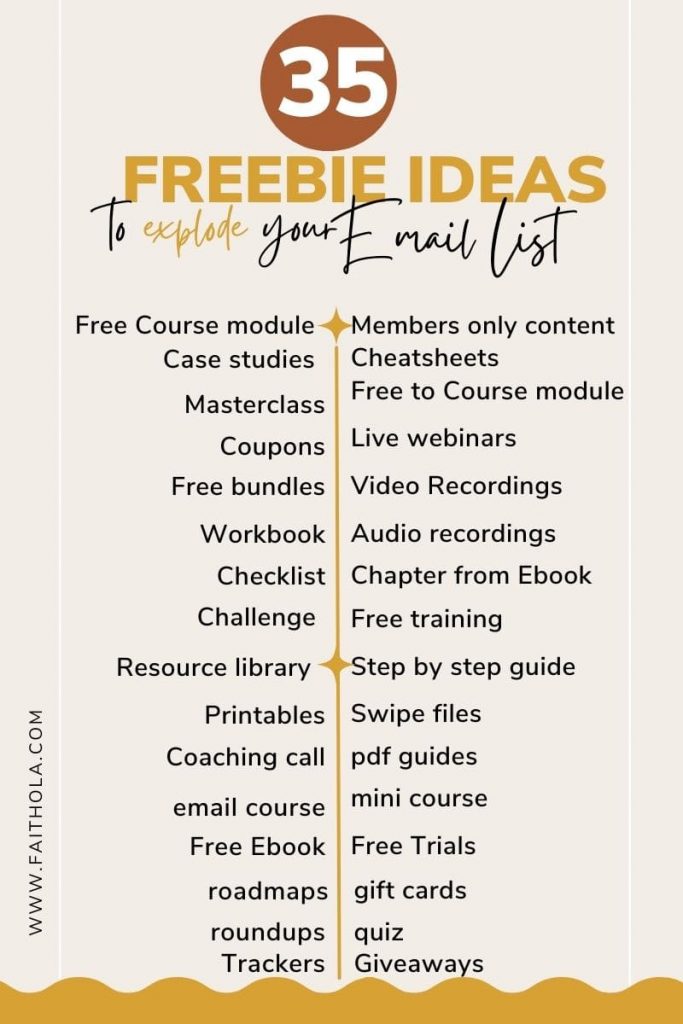35 ideas for freebies for small businesses and blogs that will explode your email list