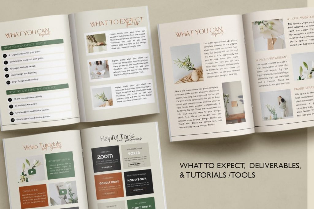 New client welcome packet design canva template - what to expect pages