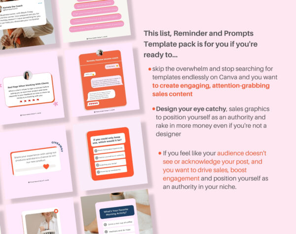 List, reminders and notification templates for Canva