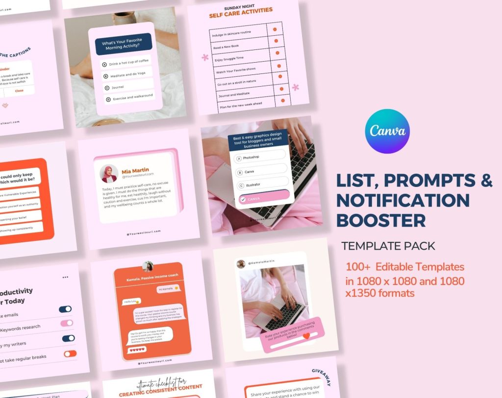 Reminders + List and Notification Canva Templates Colorful