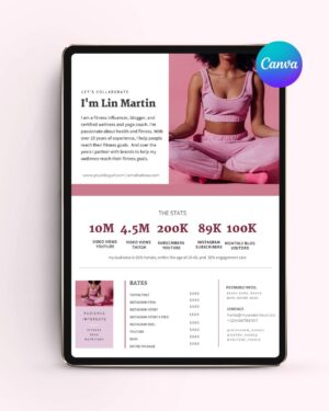 Influencer Media kit for bloggers, Influencers, Youtubers