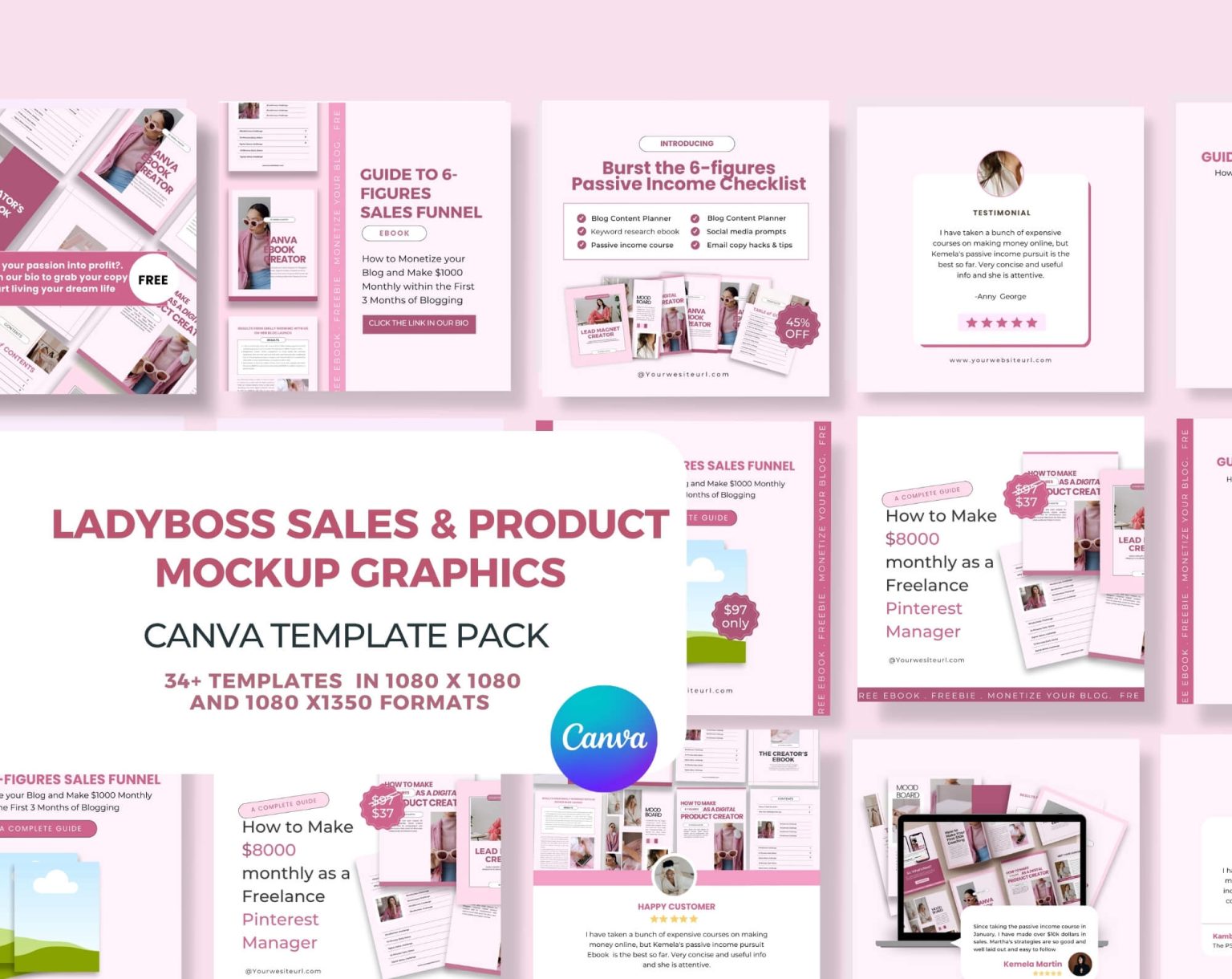 Digital Product Mockup Canva Templates Ladyboss