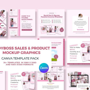 Digital Product Mockup Canva Templates for Ladyboss