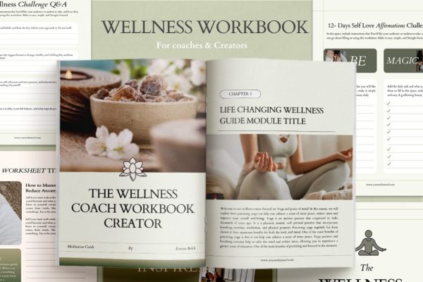 Health coach and wellness workbook canva templates